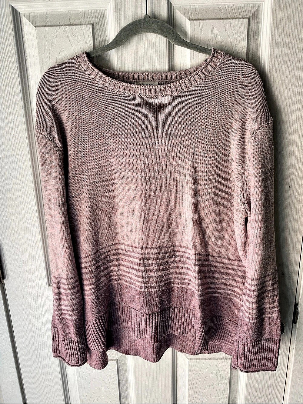 ella moss Pink Ombre Striped Knit Pullover Sweater Pink & Purple Large